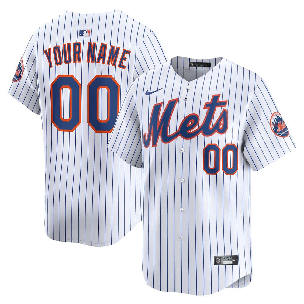 Youth New York Mets White Home Limited Custom Jersey