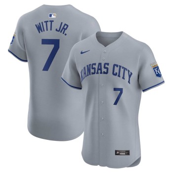 Men's Kansas City Royals #7 Bobby Witt Jr. Nike Gray Road Elite Player Jersey Men's Kansas City Royals #7 Bobby Witt Jr. Nike Gray Road Elite Player Jersey