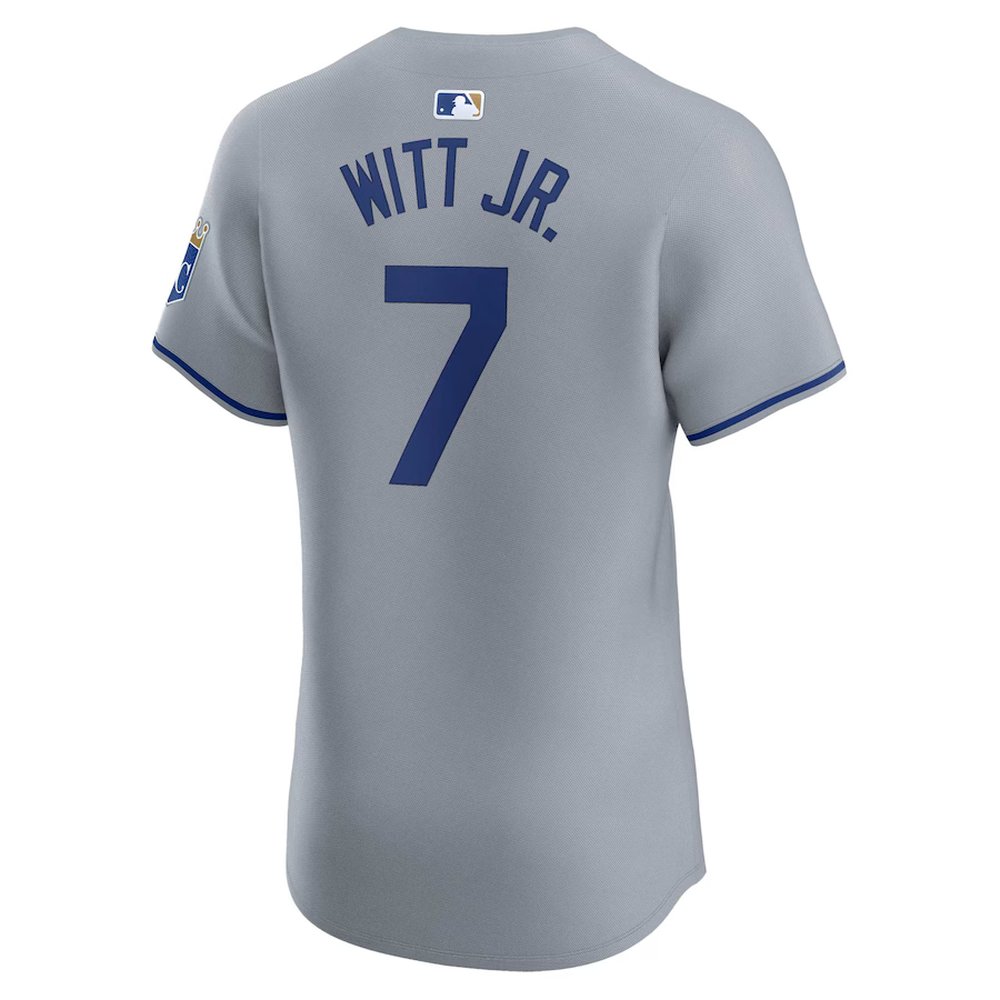 Men's Kansas City Royals #7 Bobby Witt Jr. Nike Gray Road Elite Player Jersey