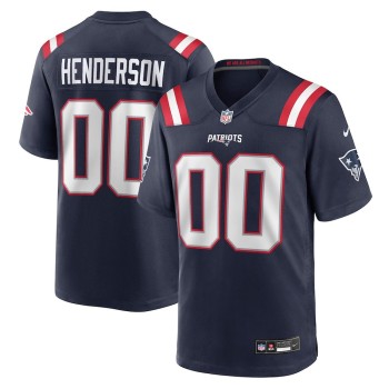 Men's New England Patriots #00 TreVeyon Henderson Nike Navy 2025 NFL Draft Game Jersey