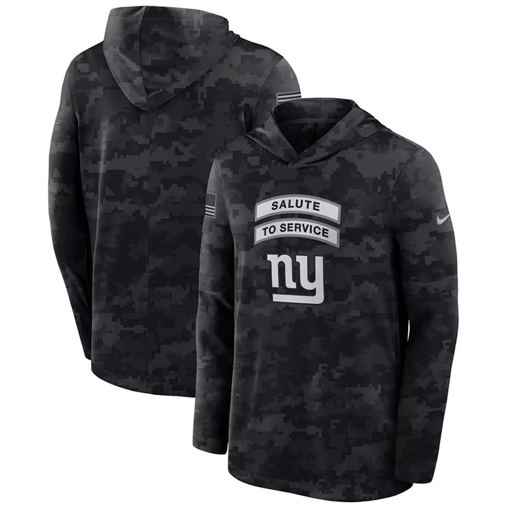 Men's New York Giants Black 2026 Salute to Service Sideline Lightweight Dri-FIT Long Sleeve Top Hoodie