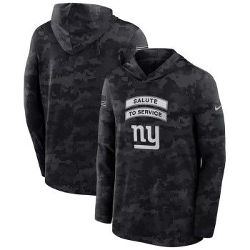 Men's New York Giants Black 2026 Salute to Service Sideline Lightweight Dri-FIT Long Sleeve Top Hoodie
