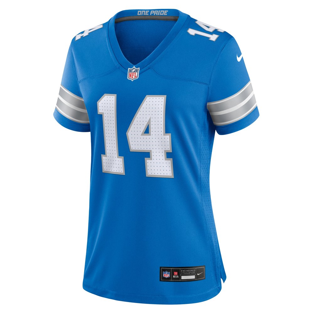 Women's Detroit Lions #14 Amon-Ra St. Brown Blue Team Game Jersey Women's Detroit Lions #14 Amon-Ra St. Brown Blue Team Game Jersey