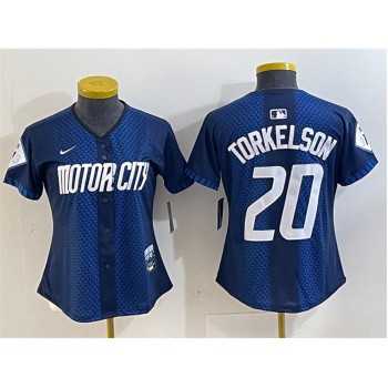 Women's Detroit Tigers #20 Spencer Torkelson 2024 Navy City Connect Cool Base Limited Stitched Baseball Jersey(Run Small) Women's Detroit Tigers #20 Spencer Torkelson 2024 Navy City Connect Cool Base Limited Stitched Baseball Jersey(Run Small)