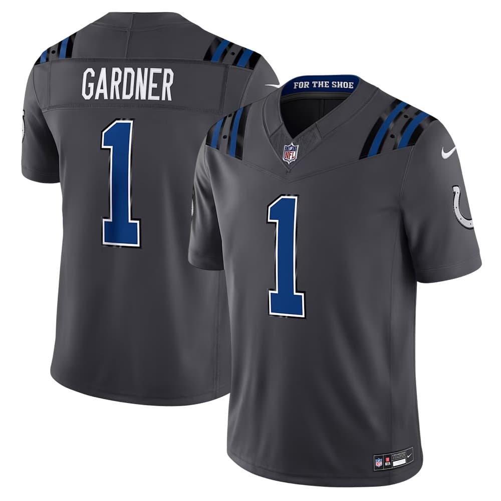Men's Indianapolis Colts #1 Ahmad Sauce Gardner Charcoal 2026 Rivalries Collection Vapor F.U.S.E. Limited Jersey