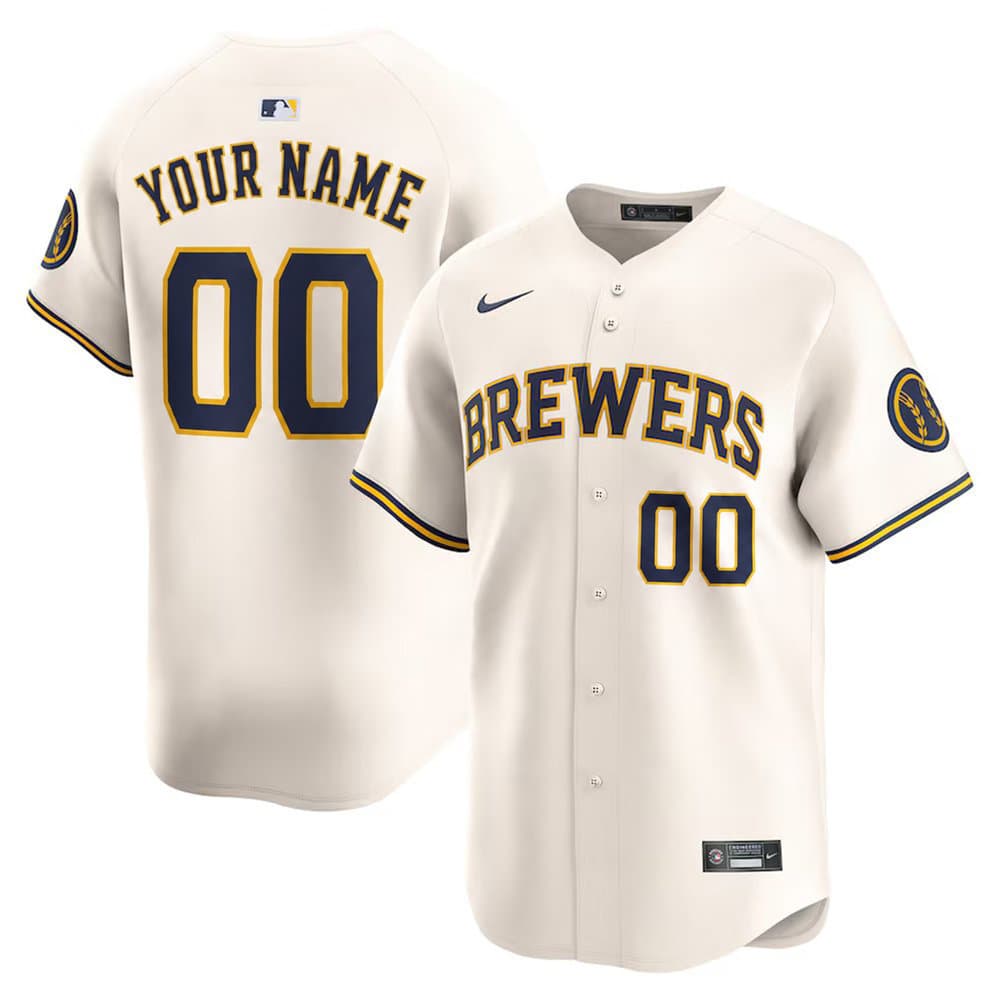 Youth Milwaukee Brewers Cream Home Limited Custom Jersey