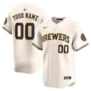 Youth Milwaukee Brewers Cream Home Limited Custom Jersey