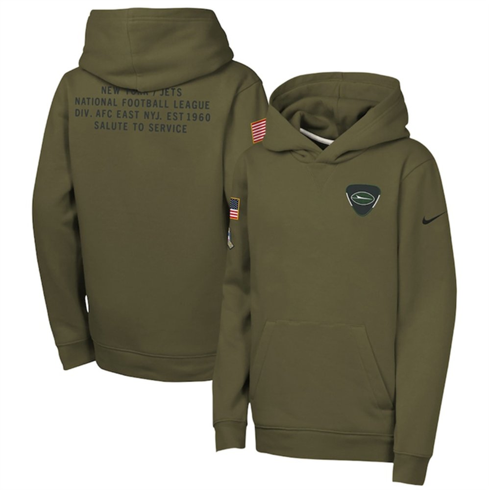 Youth New York Jets Olive 2025 Salute to Service Club Fleece Hoodie Youth New York Jets Olive 2025 Salute to Service Club Fleece Hoodie