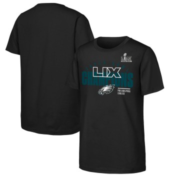 Youth Philadelphia Eagles  Black Super Bowl LIX Champions Iconic Victory T-Shirt