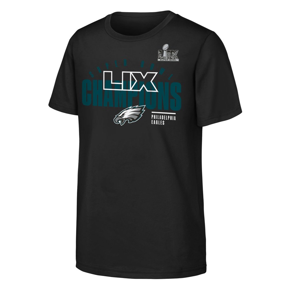 Youth Philadelphia Eagles Black Super Bowl LIX Champions Iconic Victory T-Shirt Youth Philadelphia Eagles Black Super Bowl LIX Champions Iconic Victory T-Shirt