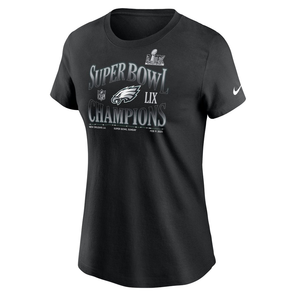 Women's Philadelphia Eagles  Black Super Bowl LIX Champions '90s T-Shirt