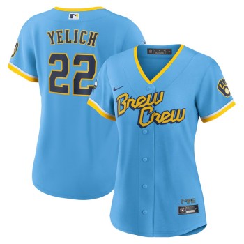Women's Milwaukee Brewers #22 Christian Yelich Nike Powder Blue City Connect Replica Player Jersey