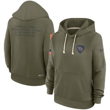 Women's Tennessee Titans Olive 2025 Salute to Service Sideline Standard Issue Dri-FIT Hoodie(Run Small) Women's Tennessee Titans Olive 2025 Salute to Service Sideline Standard Issue Dri-FIT Hoodie(Run Small)