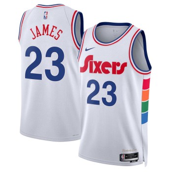 Men's Philadelphia 76ers #23 LeBron James White Swingman City Edition Jersey
