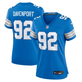 Women's Detroit Lions Marcus Davenport  Blue Team Game Jersey Women's Detroit Lions Marcus Davenport  Blue Team Game Jersey