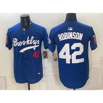 Men's Brooklyn Dodgers #42 Jackie Robinson Royal Stitched Baseball Jersey