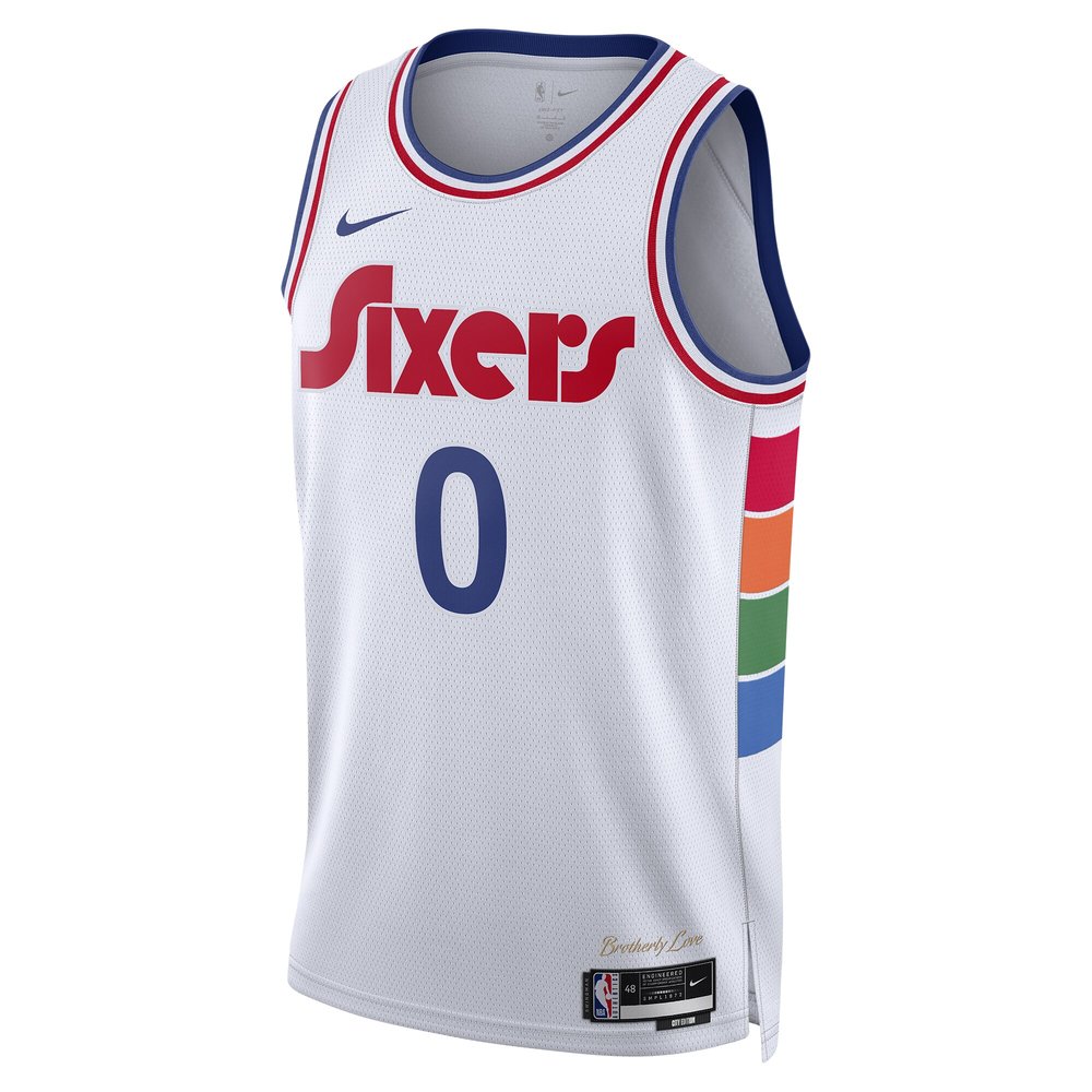 Unisex Philadelphia 76ers Tyrese Maxey White 2024/25 Swingman Player Jersey - City Edition