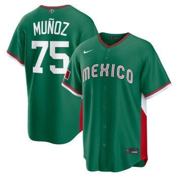Youth Mexico Baseball #75 Andres Munoz Green 2026 World Baseball Classic Road Stadium Jersey