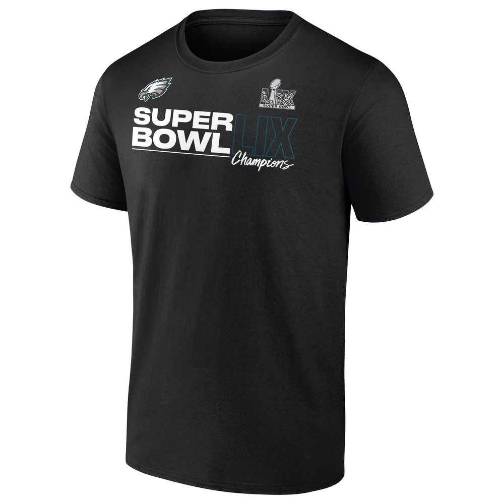 Men's Philadelphia Eagles Black Super Bowl LIX Champions Roster Autograph Signing T-Shirt