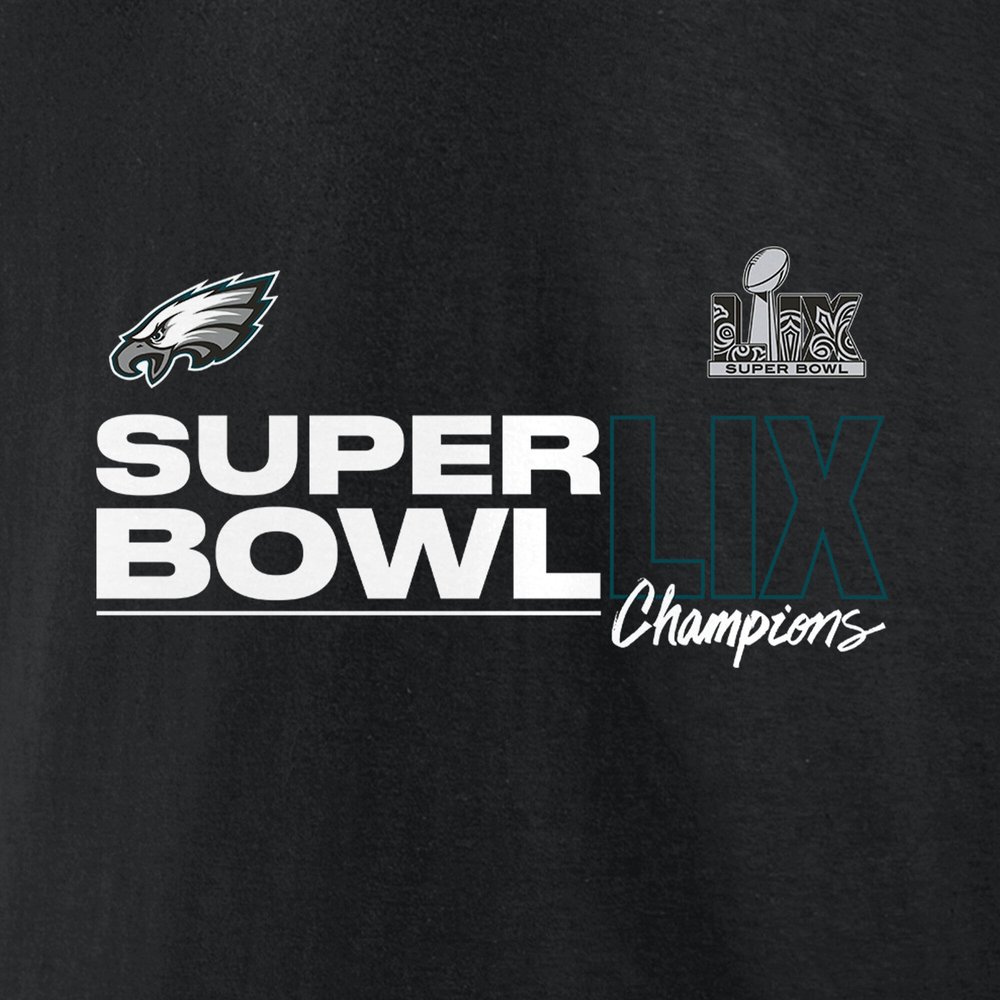 Men's Philadelphia Eagles Black Super Bowl LIX Champions Roster Autograph Signing T-Shirt