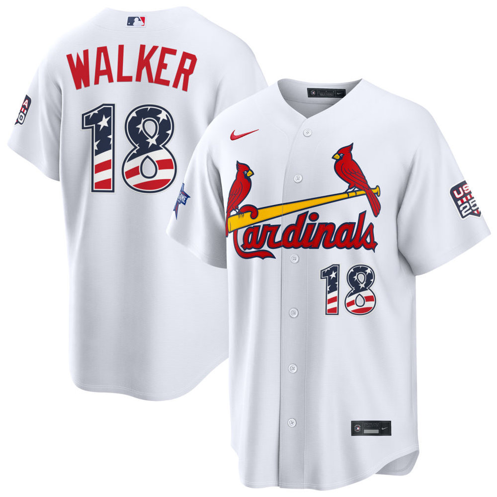 Men's St. Louis Cardinals #18 Jordan Walker Nike White 2026 All-Star Edition Stars & Stripes Stadium Jersey