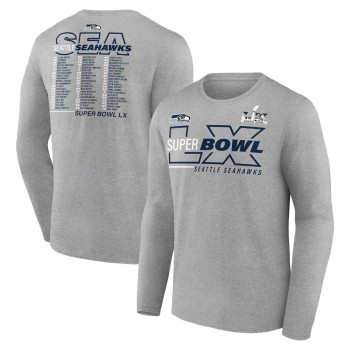 Men's Seattle Seahawks Heather Gray Super Bowl LX Roster Long Sleeve T-Shirt