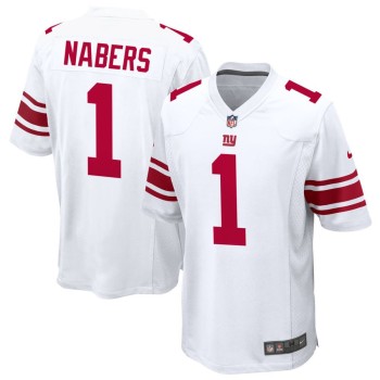 Men's New York Giants #1 Malik Nabers White Classic Game Jersey