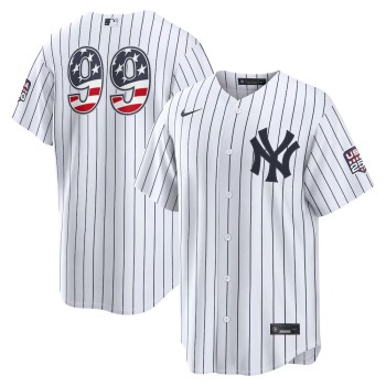Men's New York Yankees #99 Aaron Judge Nike White USA 250 Fourth of July Home Stadium Jersey