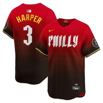 Men's Philadelphia Phillies #3 Bryce Harper Nike Red 2024 City Connect Limited Player Jersey