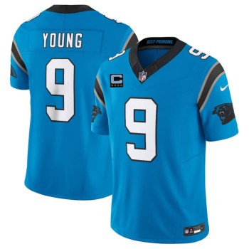 Men's Carolina Panthers #9 Bryce Young Blue 2026 4-Star C Patch Vapor F.U.S.E. Limited Jersey