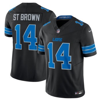 Men's Detroit Lions #14 Amon-Ra St. Brown Black 2nd Alternate Vapor F.U.S.E. Limited Jersey Men's Detroit Lions #14 Amon-Ra St. Brown Black 2nd Alternate Vapor F.U.S.E. Limited Jersey