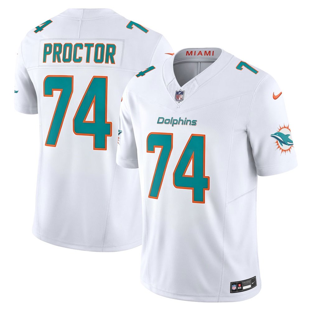 Men's Miami Dolphins #74 Kadyn Proctor White 2026 NFL Draft Vapor F.U.S.E. Limited Jersey