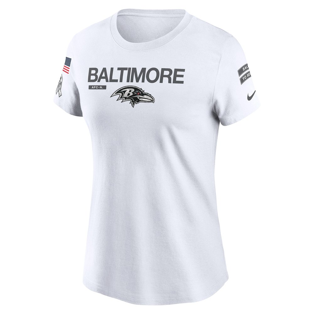 Women's Baltimore Ravens  White 2024 Salute To Service Legend Performance T-Shirt