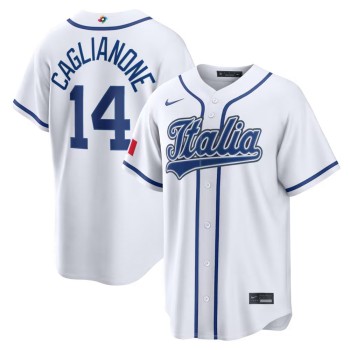 Men's Italy Baseball #14 Jac Caglianone Nike White 2026 World Baseball Classic Home Stadium Jersey