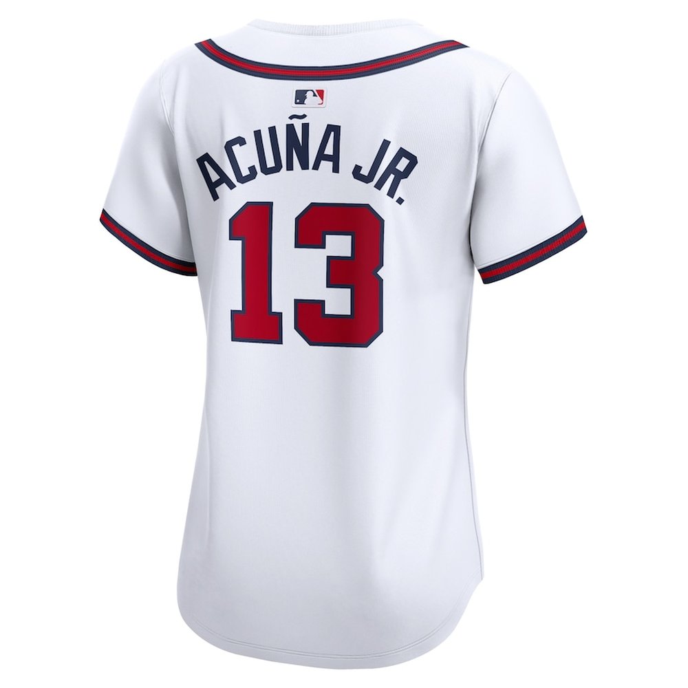 Women's Atlanta Braves #13 Ronald Acuna Nike White Home Limited Player Jersey Women's Atlanta Braves #13 Ronald Acuna Nike White Home Limited Player Jersey