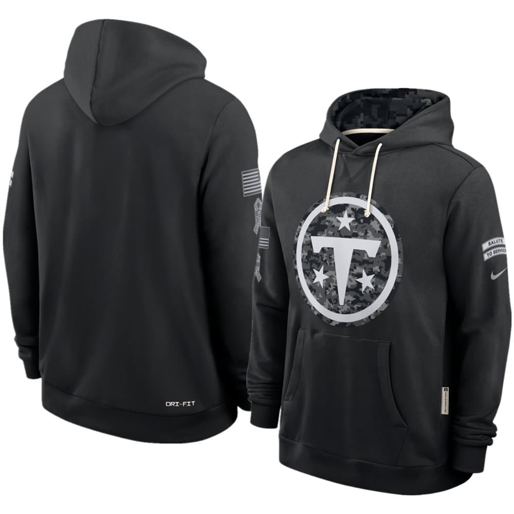 Men's Tennessee Titans Nike Black 2026 Salute to Service Sideline Dri-FIT Pullover Hoodie