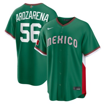 Men's Mexico Baseball #56 Randy Arozarena Green 2026 World Baseball Classic Road Stadium Jersey