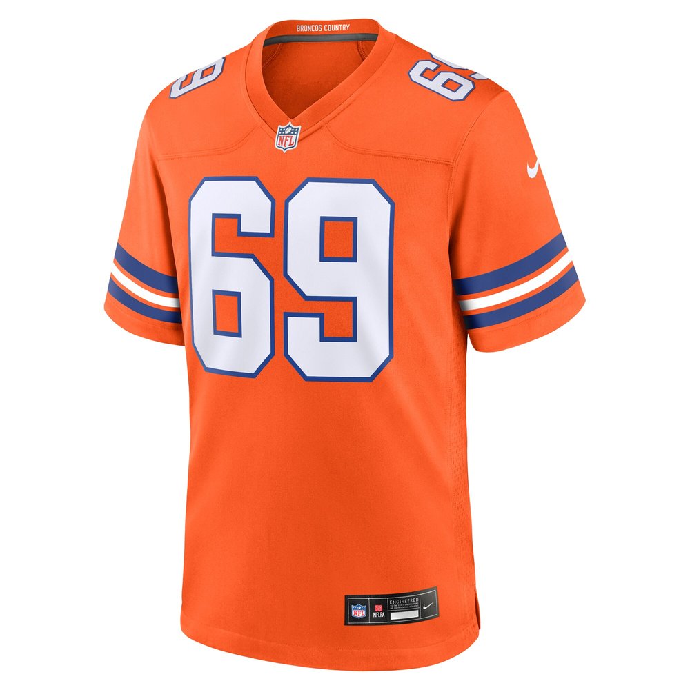 Men's Denver Broncos Mark Schlereth Orange Mile High Collection 1977 Throwback Retired Player Game Jersey Men's Denver Broncos Mark Schlereth Orange Mile High Collection 1977 Throwback Retired Player Game Jersey