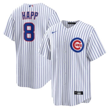 Men's Chicago Cubs #8 Ian Happ White Home Replica Jersey Men's Chicago Cubs #8 Ian Happ White Home Replica Jersey