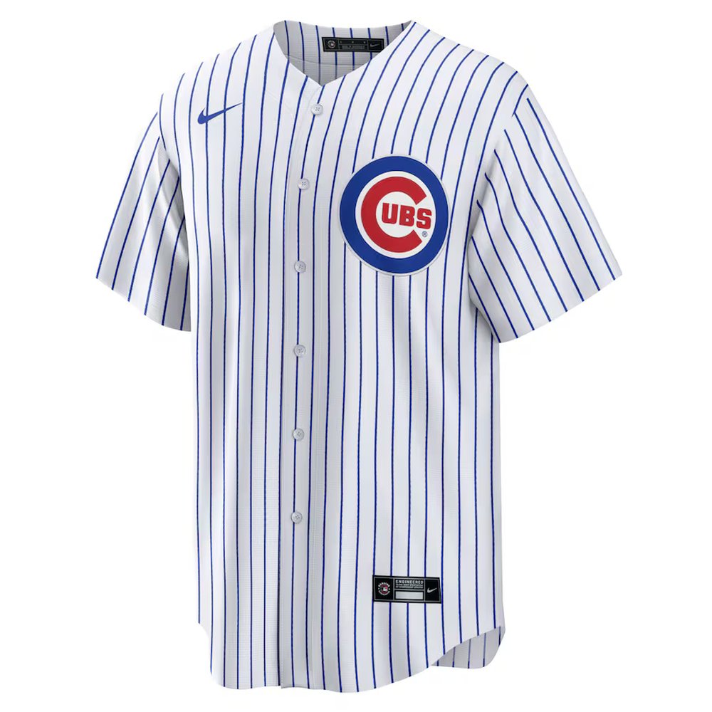 Men's Chicago Cubs #8 Ian Happ White Home Replica Jersey