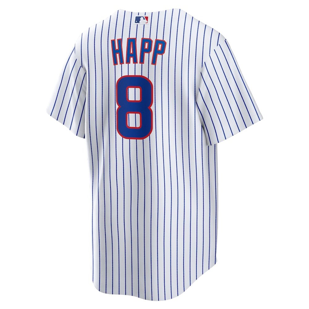 Men's Chicago Cubs #8 Ian Happ White Home Replica Jersey