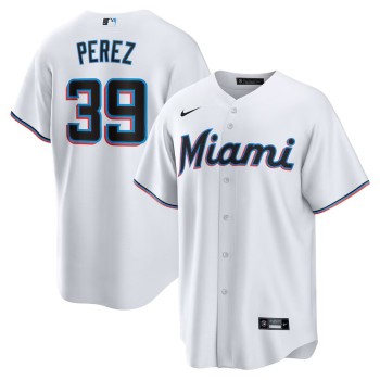 Men's Miami Marlins #39 Eury Perez Nike White Home Replica Jersey Men's Miami Marlins #39 Eury Perez Nike White Home Replica Jersey