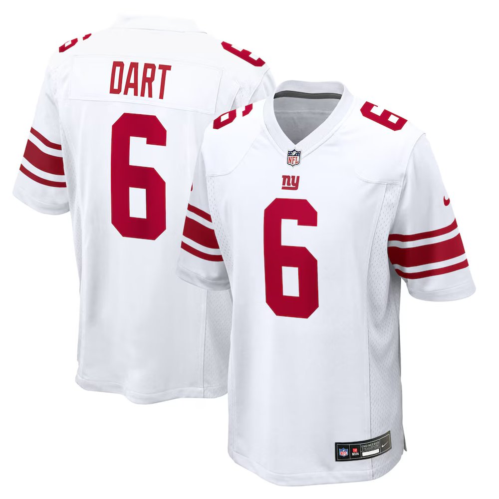 Men's New York Giants #6 Jaxson Dart Nike White Game Jersey