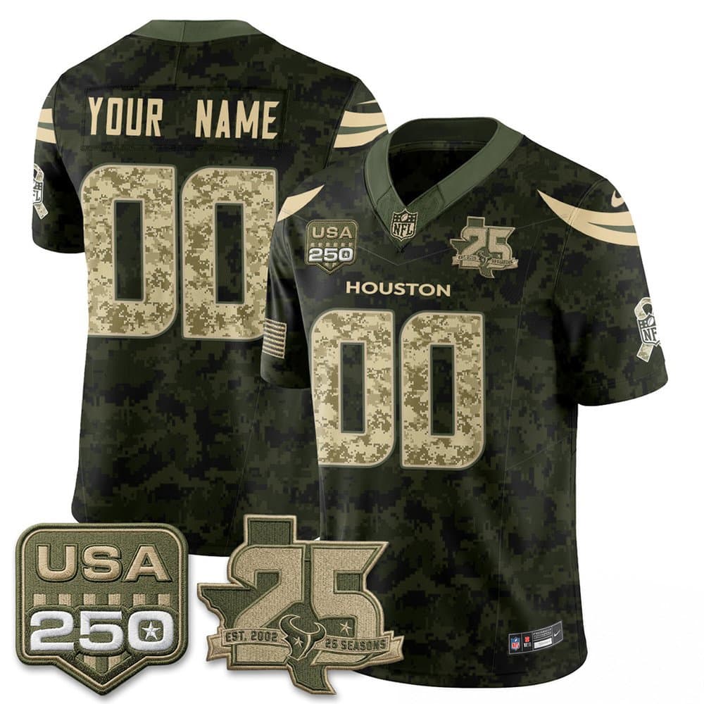 Men's Houston Texans Camo 2026 Salute to Service Edition Vapor F.U.S.E. Limited Custom Jersey Men's Houston Texans Camo 2026 Salute to Service Edition Vapor F.U.S.E. Limited Custom Jersey