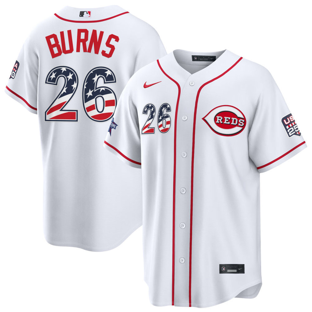 Men's Cincinnati Reds #26 Chase Burns Nike White 2026 All-Star Edition Stars & Stripes Stadium Jersey Men's Cincinnati Reds #26 Chase Burns Nike White 2026 All-Star Edition Stars & Stripes Stadium Jersey