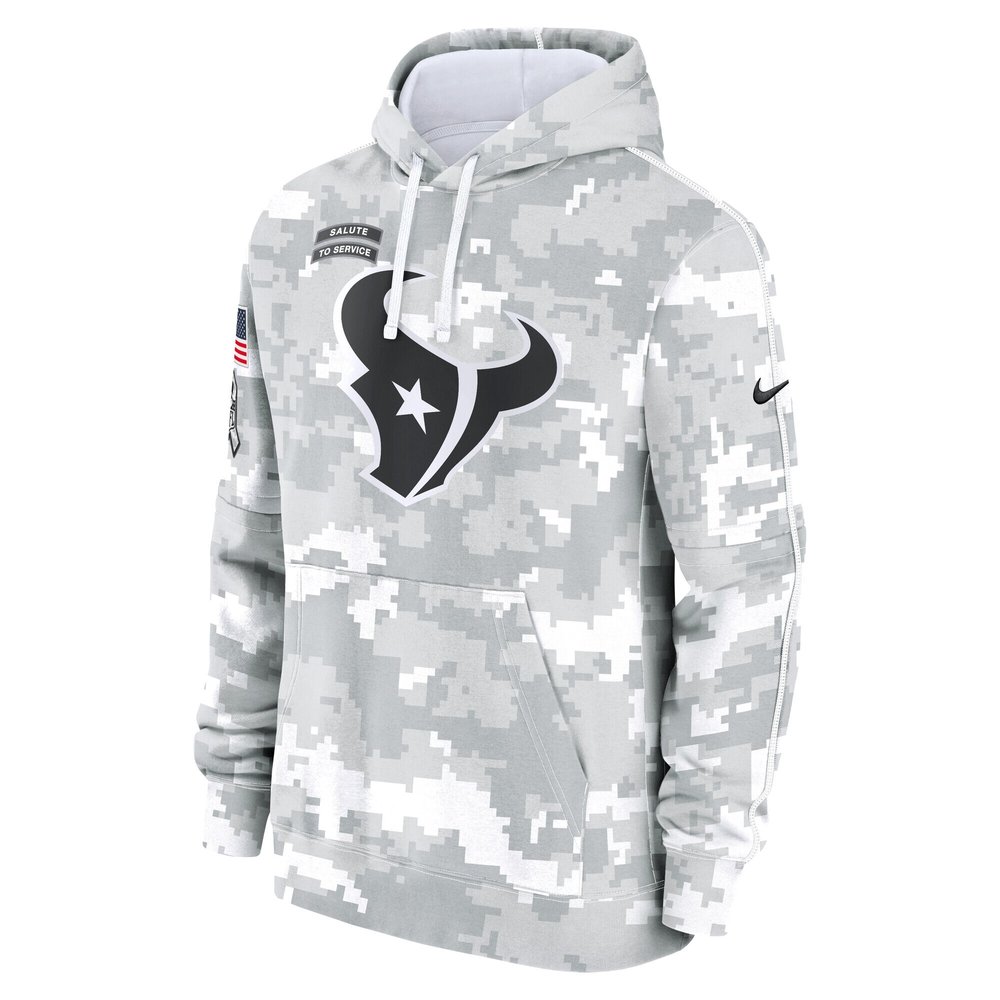 Youth Houston Texans White/Gray 2024 Salute To Service Pullover Hoodie