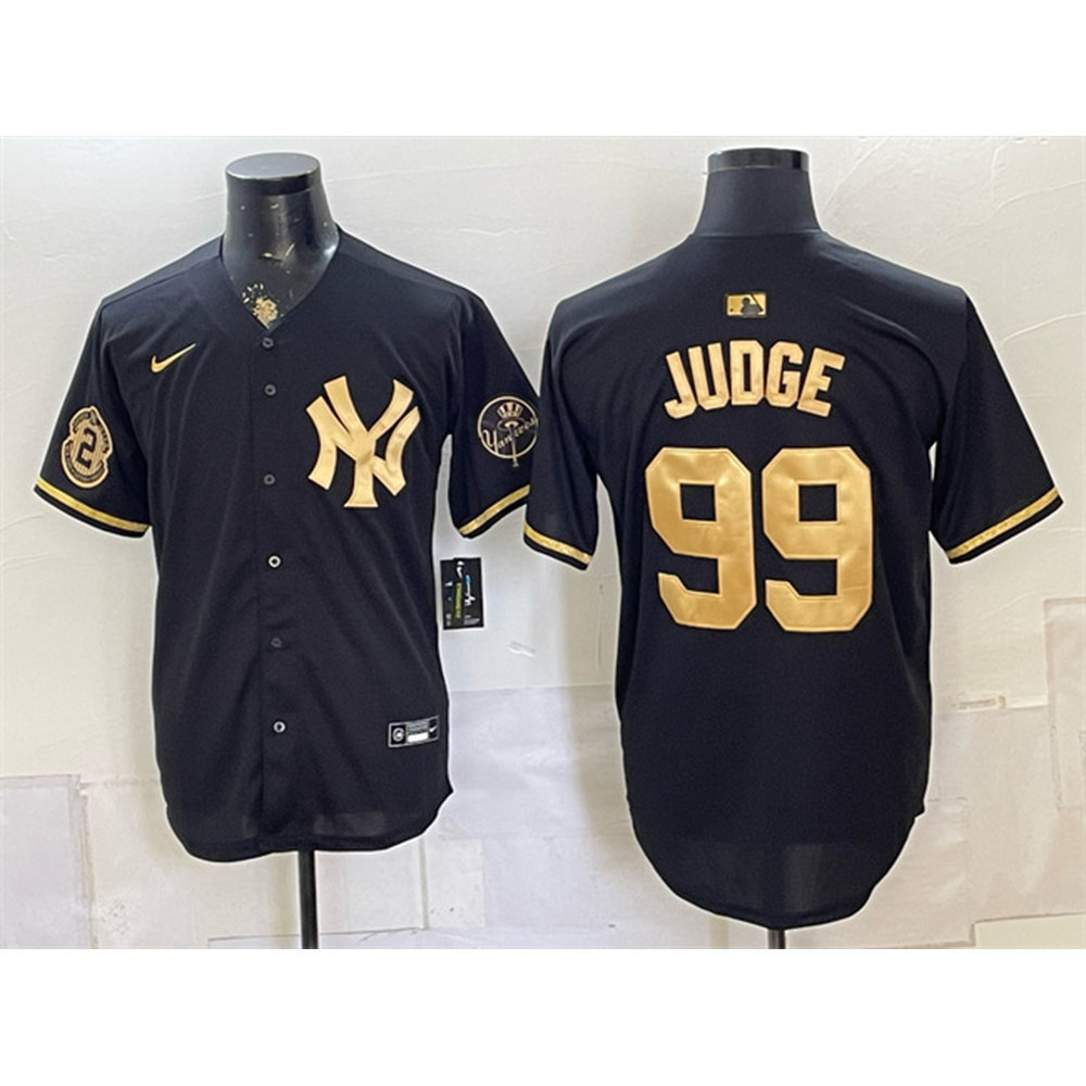 Men's New York Yankees #99 Aaron Judge Black With Patch Baseball Jersey