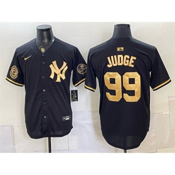 Men's New York Yankees #99 Aaron Judge Black With Patch Baseball Jersey