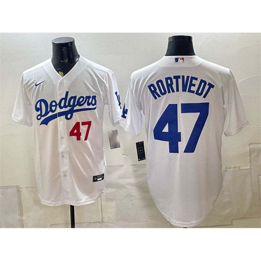 Youth Los Angeles Dodgers #47 Ben Rortvedt White Home Cool Base Jersey