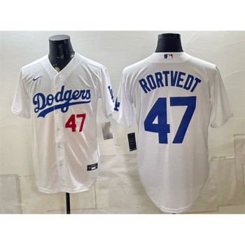 Youth Los Angeles Dodgers #47 Ben Rortvedt White Home Cool Base Jersey